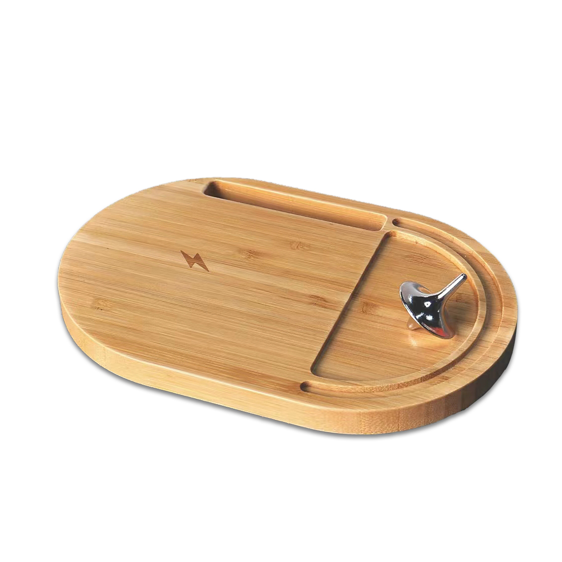 e6057 ANTI-STRESS WIRELESS - Bamboo Wireless Desktop Spinner with 15W Charging Capability - Image 1