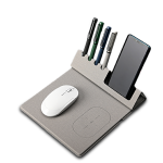 W-PAD ORGANIZER - 10W Fast Charging Wireless Mouse Pad with Bamboo Desktop Organizer