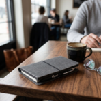 MEMO ORGANIZER CASE SLIM - Eco-Friendly Recycled Leather Organizer with Elastic Closure - Image 2