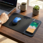 PORTABLE WIRELESS PAD - Foldable Wireless Charging Mouse Pad with Phone Stand - Image 3