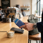 RFID M-CARDHOLD Blue-Secure PU Card Holder with External Pocket for Cash and Cards - Image 2